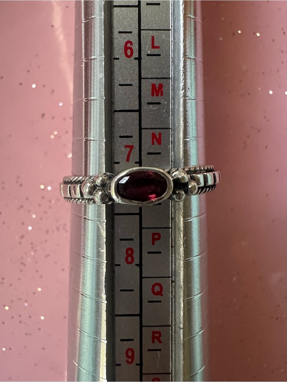 El Tom Sterling  Navajo red stone   Stackable Ring - Women Jewelry size 7.25